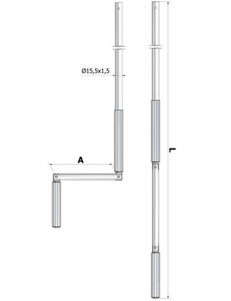 Manivelle Complète Ø15mm Blanc 1600mm de long