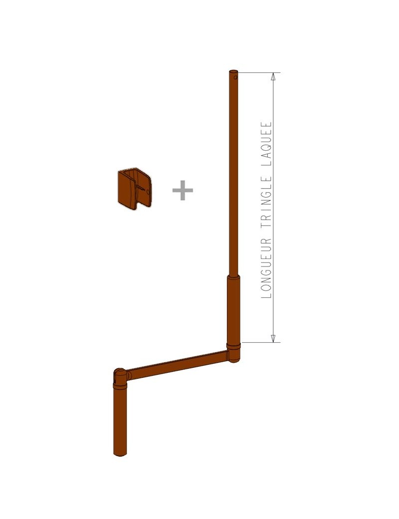 Tringle oscillante PROFIL T 1000mm Marron + clip
