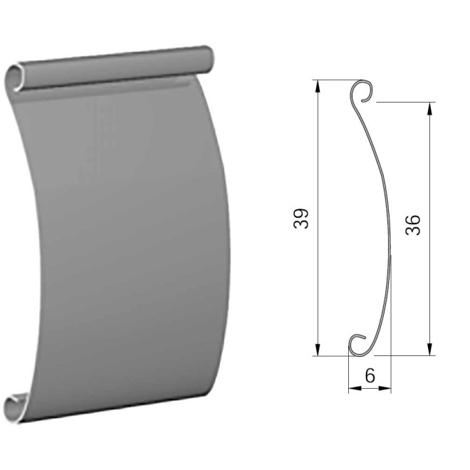 Lame 39mm ALU Simple Paroie 160cm Gris ou Blanc