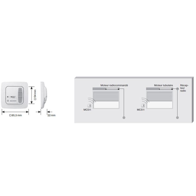 Emetteur MC511 Becker Blanc Horloge 1 canal