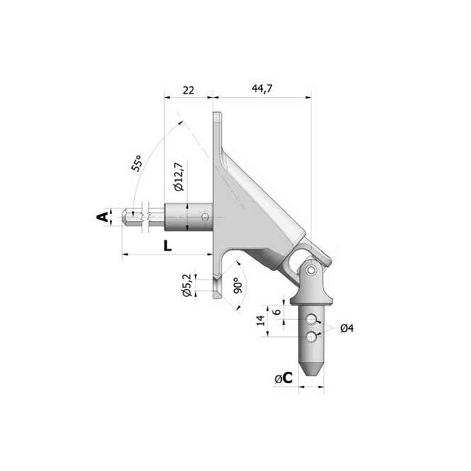 Sortie de caisson à 90° C6 - rond de 12mm mâle Sortie de caisson à 90° C6 - rond de 12mm mâle