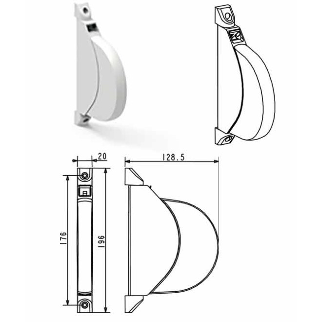 Enrouleur OPEN ARRONDI BLANC Pivotant sans Sangle Enrouleur OPEN ARRONDI BLANC Pivotant sans Sangle