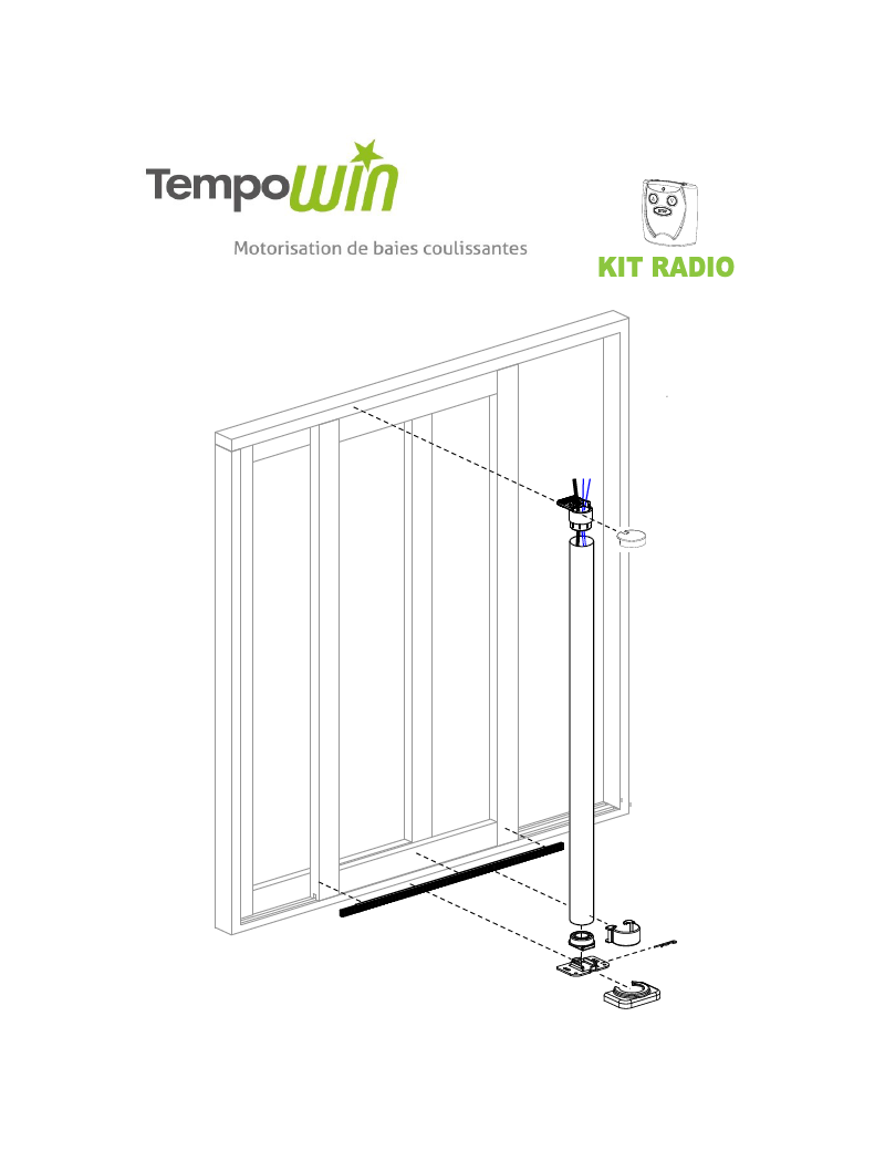 Kit motorisation Baie Deprat Tempo Win Radio 2400 Blanc