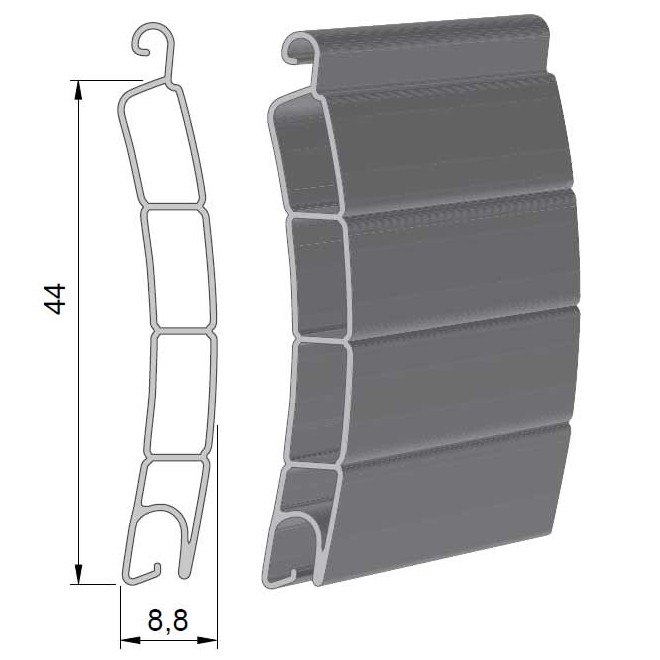 Lame 44mm PVC Blanc 160cm de long 