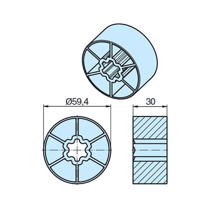 Roue Rond lisse Ø63mm moteur Becker D60 Roue Rond lisse Ø63mm moteur Becker D60