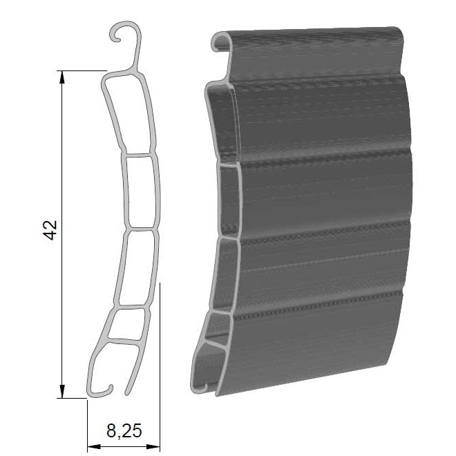Echantillon lame volet roulant PVC 42mm