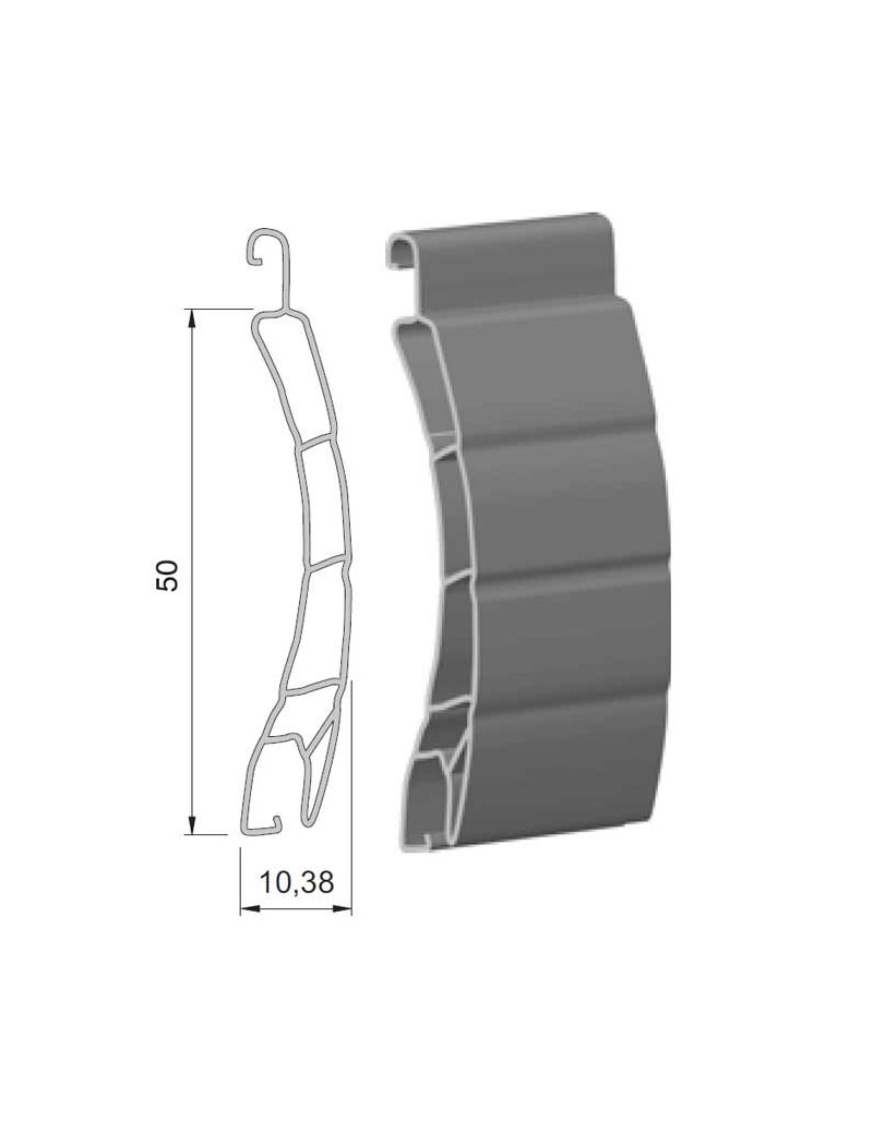 Echantillon lame volet roulant PVC 50mm