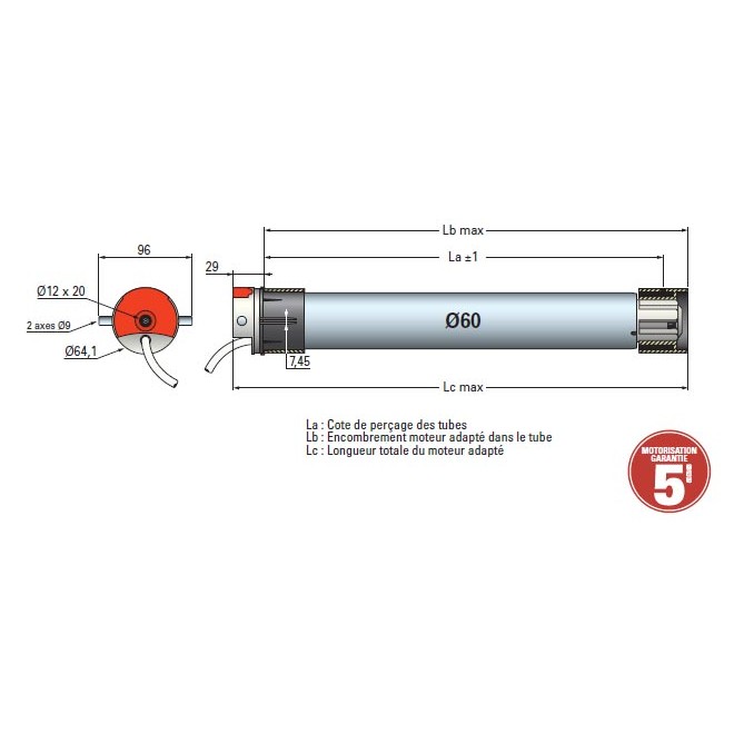 Moteur Simu T6 ESP Filaire Ø60 - 55 Nm