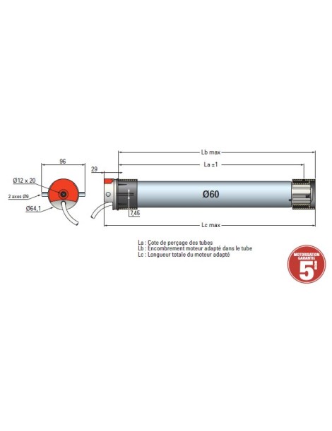 Moteur Simu T6 ESP Filaire Ø60 - 55 Nm
