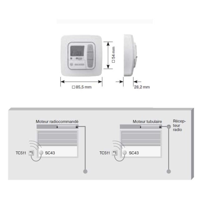 Emetteur TC511 Becker Blanc Horloge 1 canal
