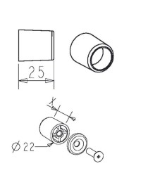 Butée ronde + rondelle et Vis 25mm Noire 9005