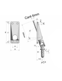 Sortie de caisson 70° carré 6 - 11,9mm mâle Blanc 4 trous