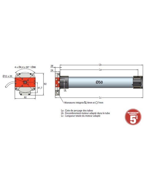 Moteur Simu DMI 5 Filaire Ø50 - 35 Nm