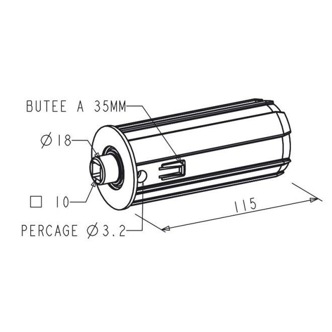 Embout Escamotable ZF 54 - Palier Diam. 18 / Carré 10