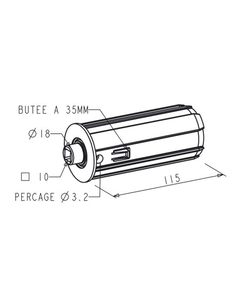 Embout Escamotable ZF 54 - Palier Diam. 18 / Carré 10