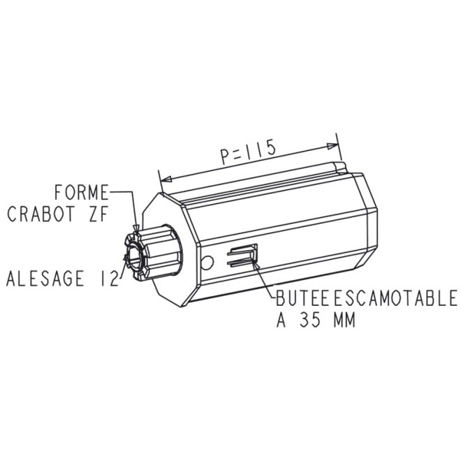 Embout Escamotable Octo 60 - Crabot male / Diam. 12 Femelle