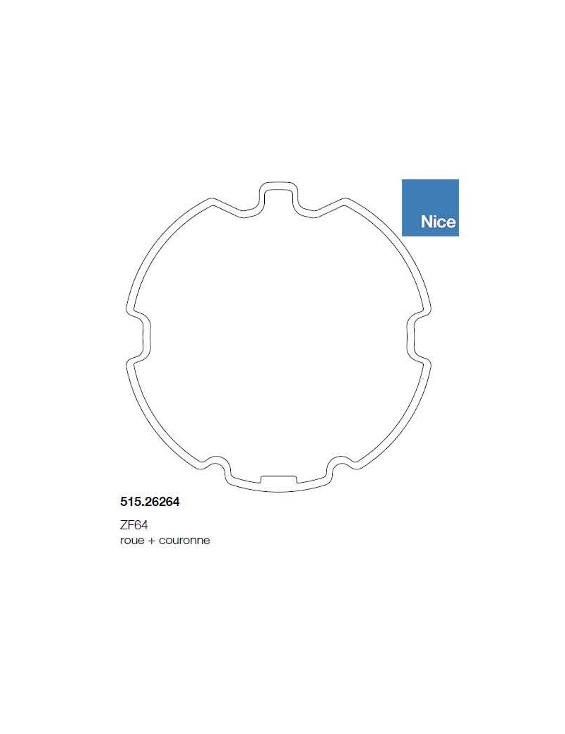Roue et couronne ZF64 pour moteur NICE