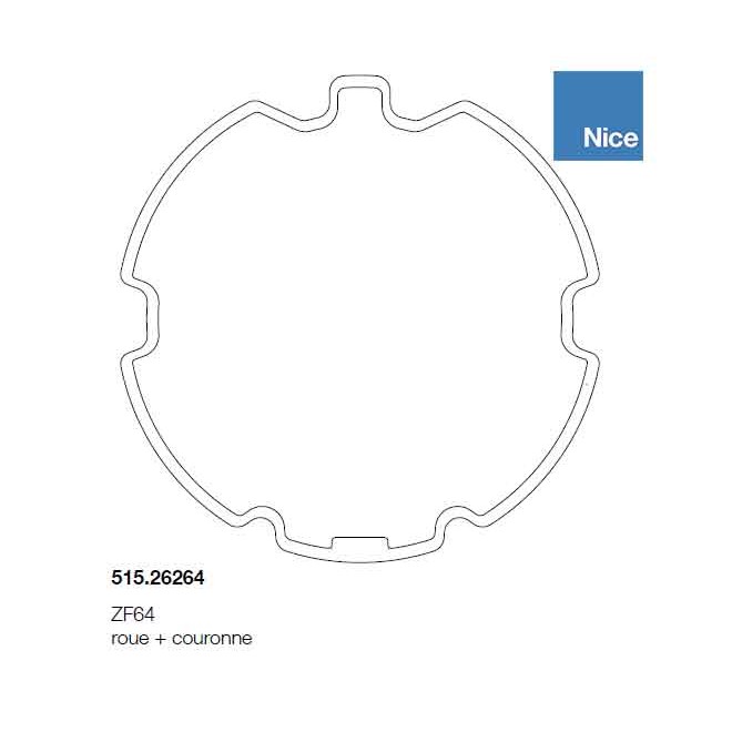 Roue et couronne ZF64 pour moteur NICE Roue et couronne ZF64 pour moteur NICE