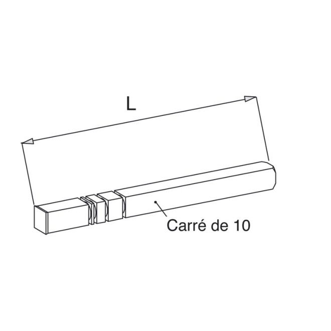 Axe hors joues - carré de 10 L.220mm