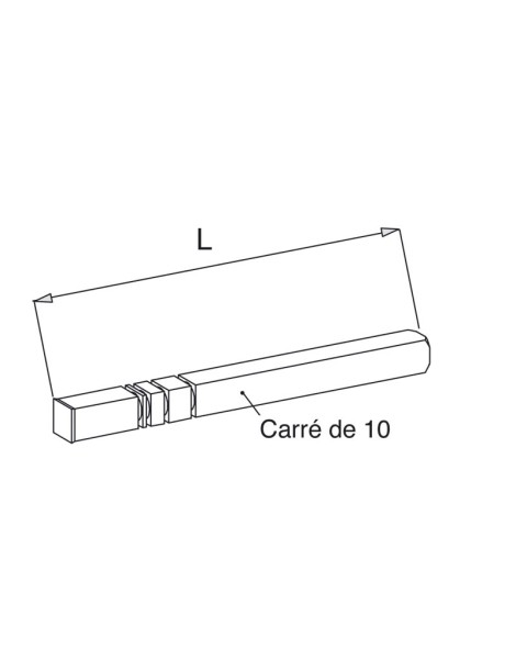 Axe hors joues - carré de 10 L.220mm