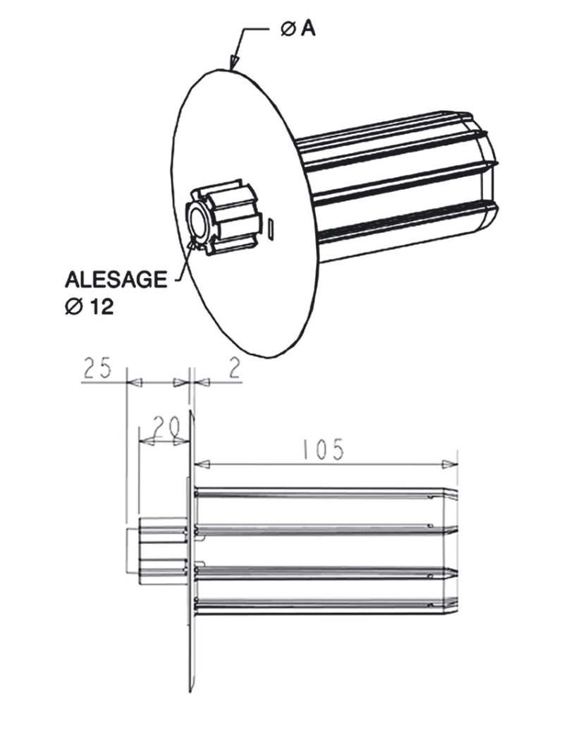 Embout Flasque Monobloc Octo40 Ø180