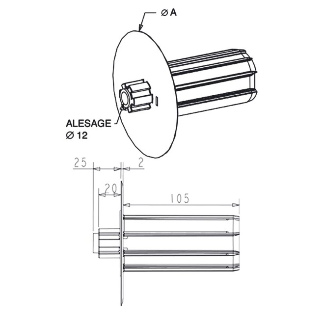 Embout Flasque Monobloc Octo40 Ø180