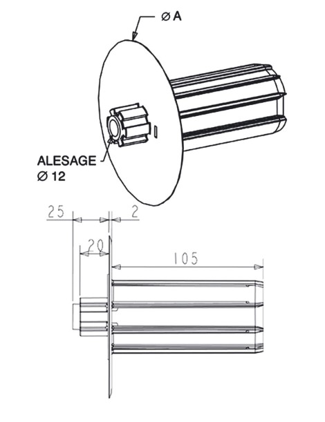 Embout Flasque Monobloc Octo40 Ø180
