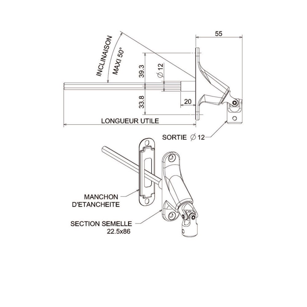 Bloc Guide Avec Genouillère Blanc Pour Volet Roulant - Entrée Femelle 12, Sortie 6P7