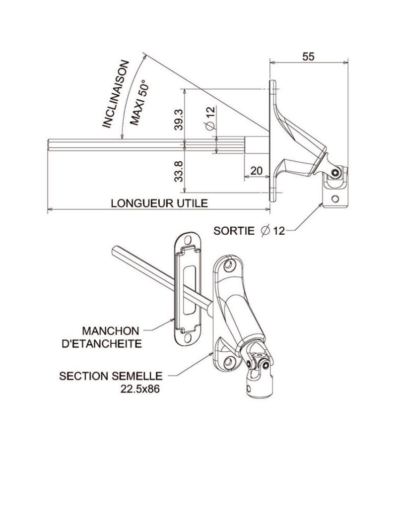Sortie Double cardan horizontale C8
