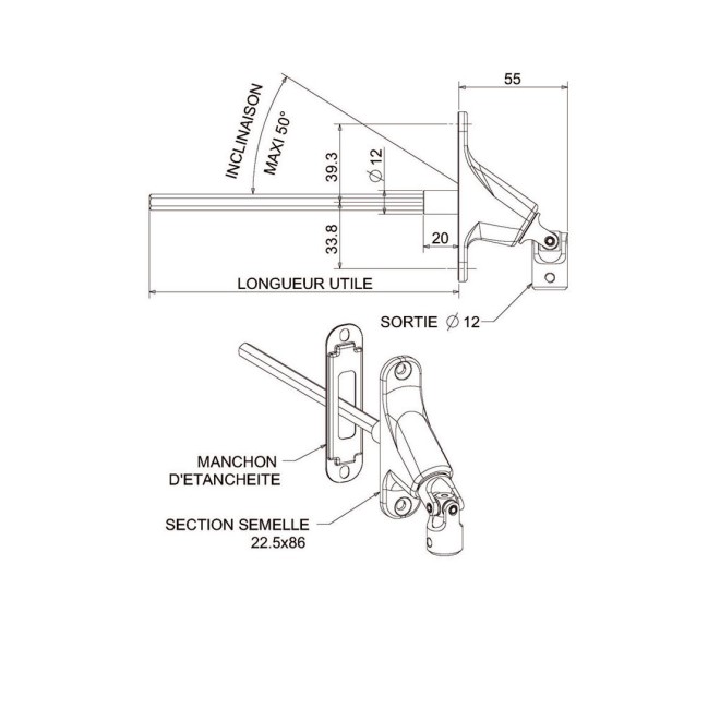 Sortie Double cardan horizontale C8