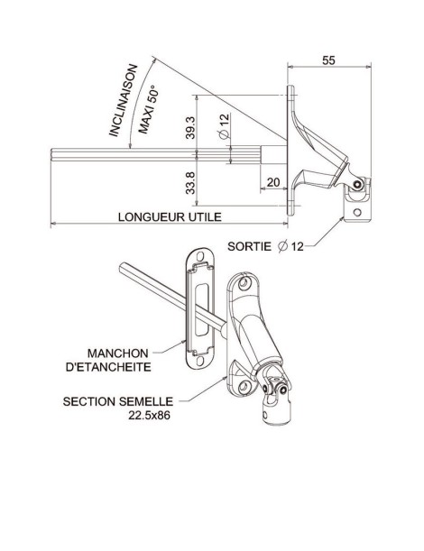 Sortie Double cardan horizontale C8