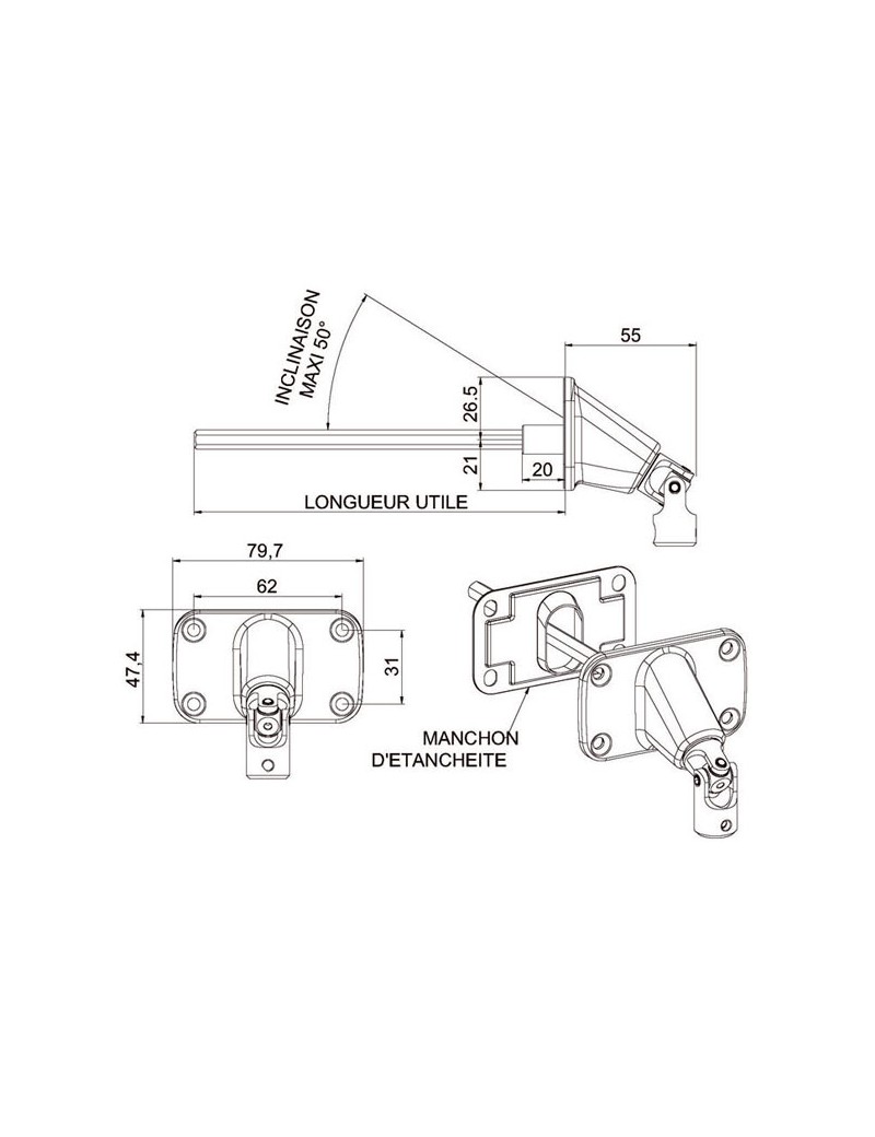 Sortie Double cardan horizontale large 6P7