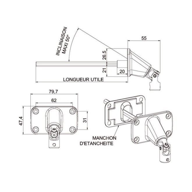 Sortie Double cardan horizontale large 6P7