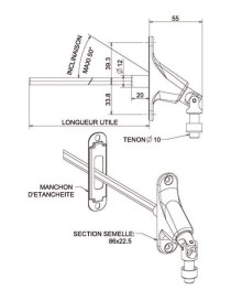 Sortie Double cardan horizontale mâle Carré de 6