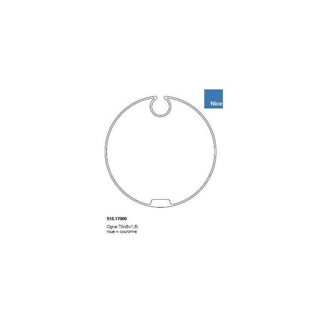 Roue et couronne Ogive 70 pour moteur Nice Roue et couronne Ogive 70 pour moteur Nice