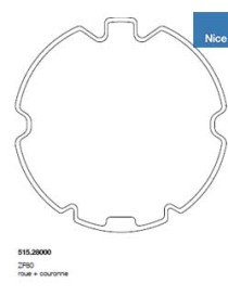 Roue et couronne ZF80 pour moteur Nice