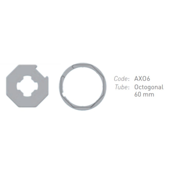 adaptations moteur Gaposa Ø50 - Tube octogonal 60 adaptations moteur Gaposa Ø50 - Tube octogonal 60