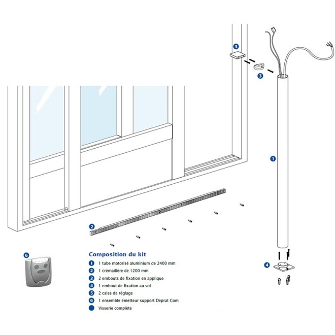 Kit motorisation Baie Deprat Tempo Win Filaire 2400 BRUT