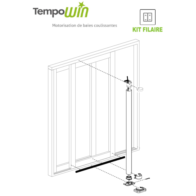 Kit motorisation Baie Deprat Tempo Win Filaire 2400 BRUT Kit motorisation Baie Deprat Tempo Win Filaire 2400 BRUT