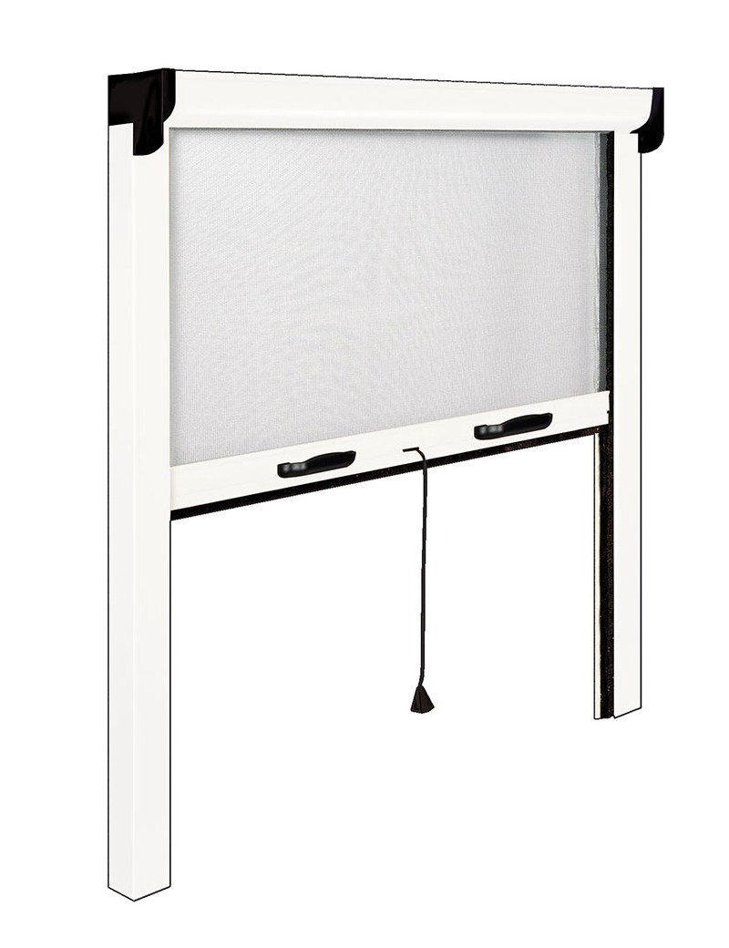 Moustiquaire enroulable re-coupable blanche pour fenêtre