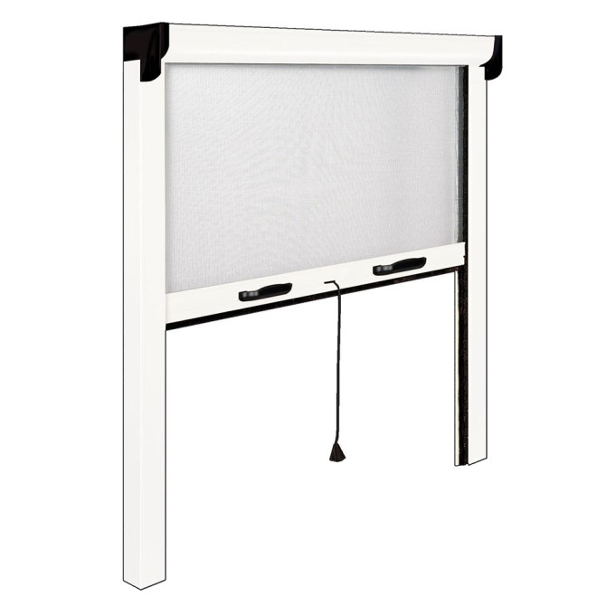 Moustiquaire enroulable re-coupable blanche pour fenêtre