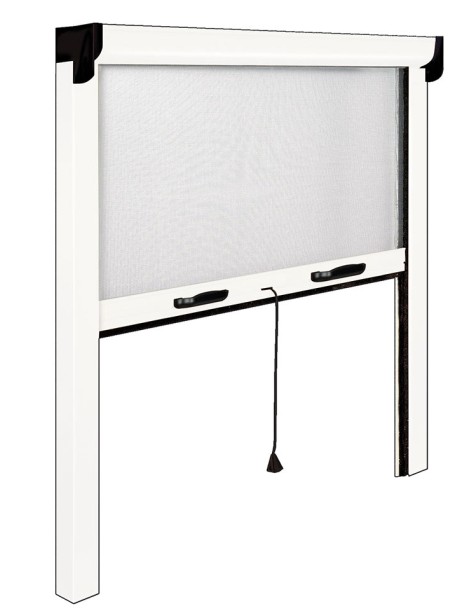 Moustiquaire enroulable re-coupable blanche pour fenêtre