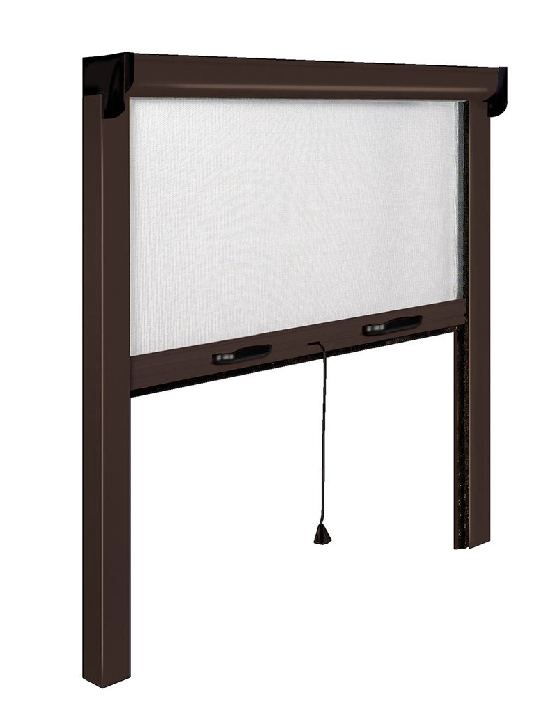 Moustiquaire enroulable re-coupable Marron fenêtre