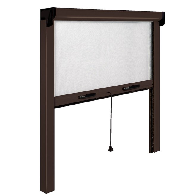 Moustiquaire enroulable re-coupable Marron fenêtre