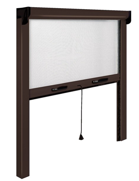 Moustiquaire enroulable re-coupable Marron fenêtre