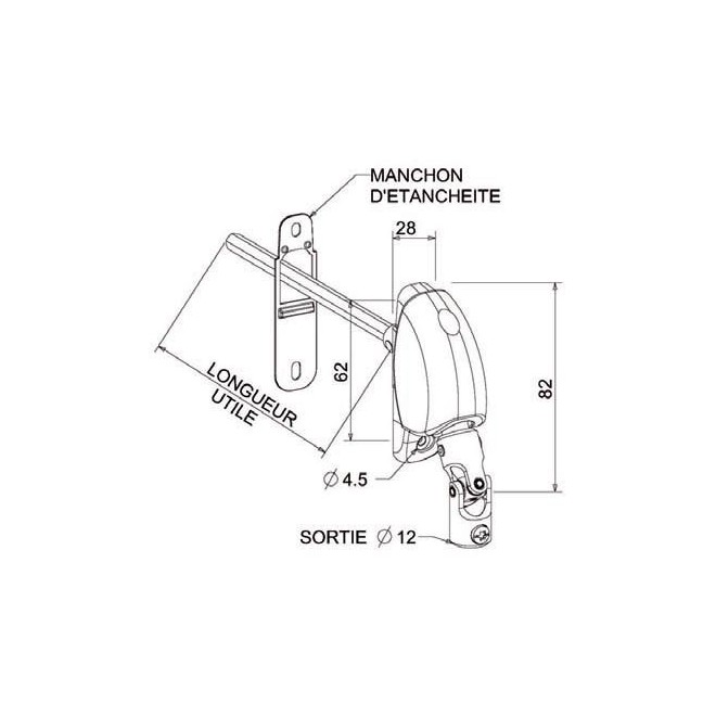 Renvoi à 120° carré de 6mm