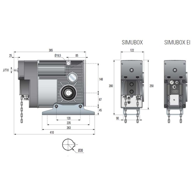 Moteur Simubox 80/25 Monophasé Porte sectionnelle