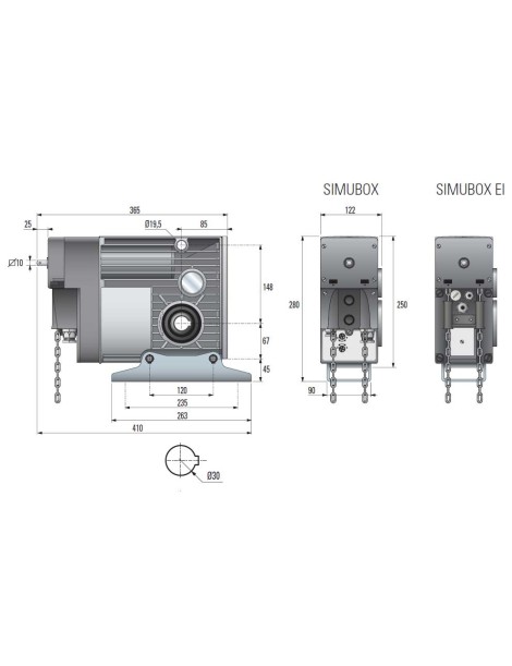 Moteur Simubox 80/25 Monophasé Porte sectionnelle