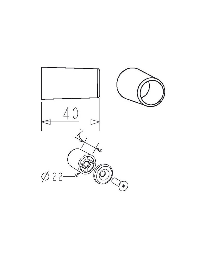 Butée de lame finale 40mm Grise