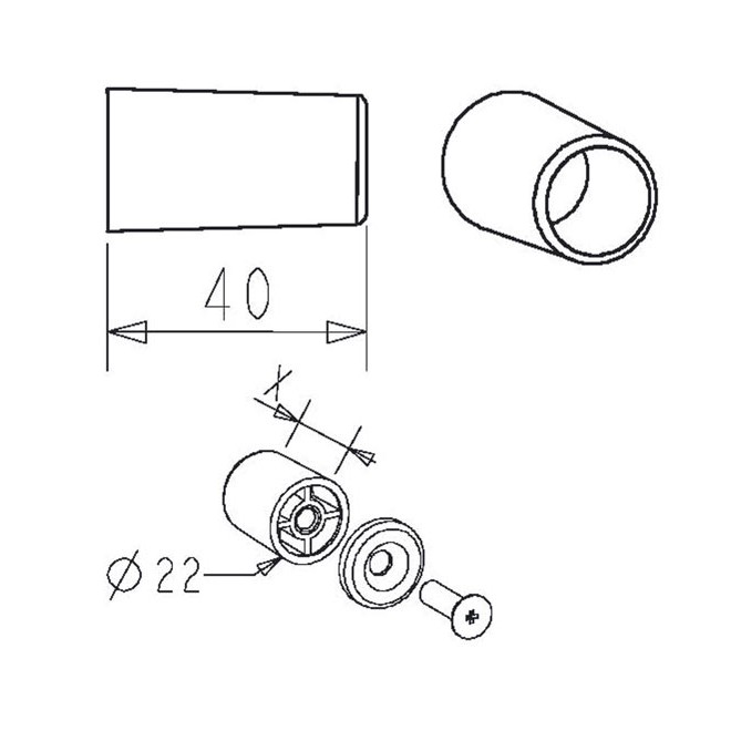 Butée de lame finale 40mm Grise Butée de lame finale 40mm Grise